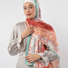 Printed Satin Scarf - Orange