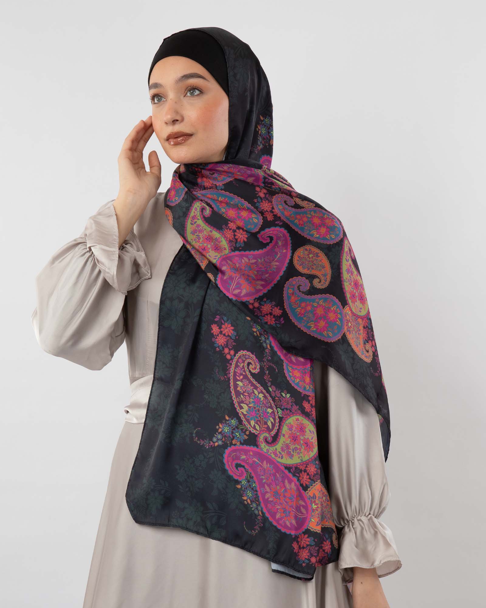 Tie Shop | Printed Satin Scarf طرحة ستان - ايشارب ستان