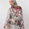 Printed Satin Scarf - Dark Red