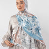 Printed Satin Scarf - Baby Blue