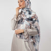 Printed Satin Scarf - Gray