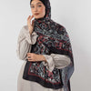 Printed Satin Scarf - Black - Red