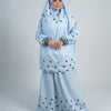 Embroidered Two Pieces Isdal - Blue Embroidered Floral & Circle