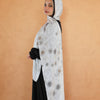 Printed Satin Scarf - Off White Beige Floral