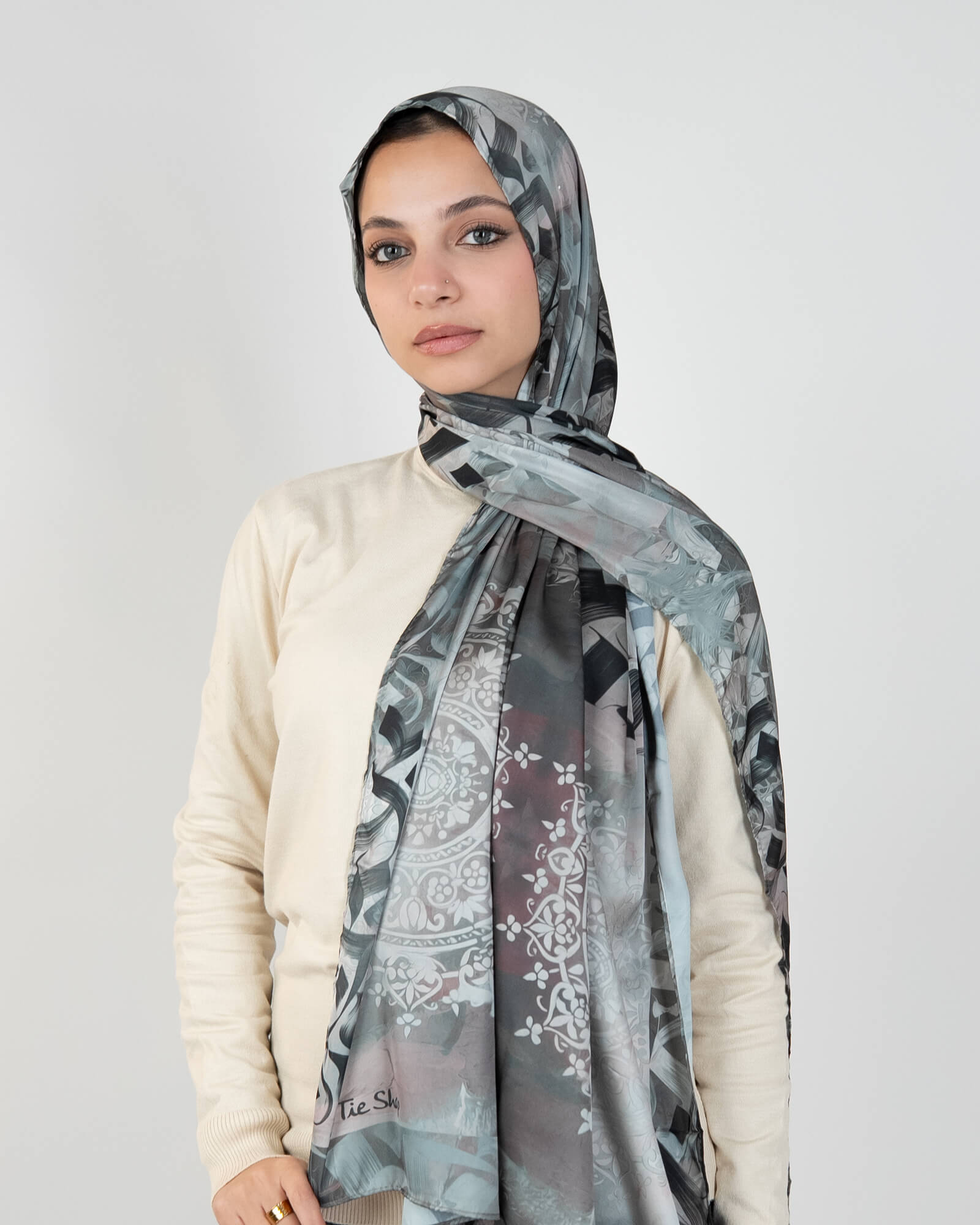 Tie Shop | Printed Satin Scarf – Elegant Satin Hijab