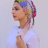 Square Printed Crepe Chiffon - Dark Purple - Green - Simon