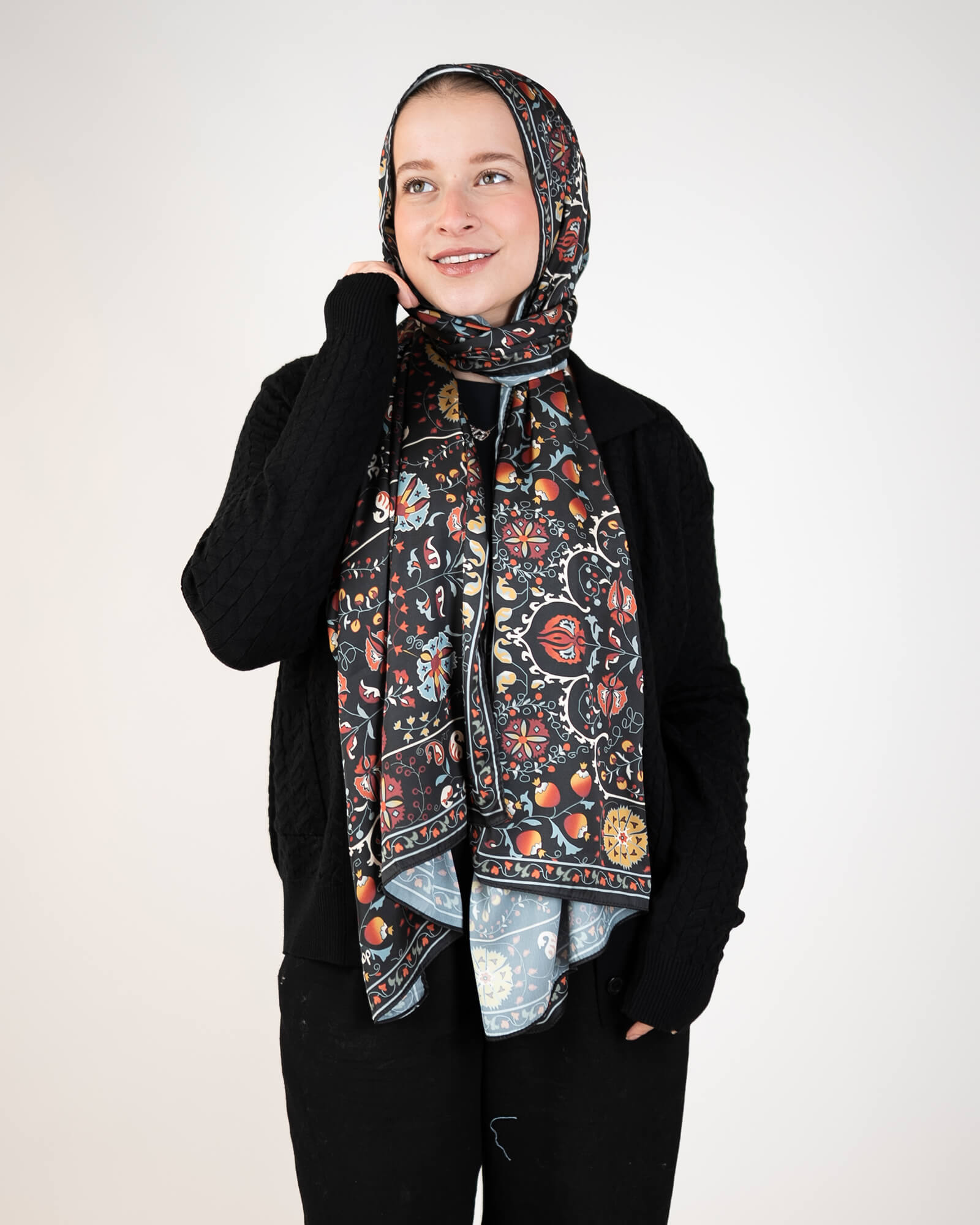 Tie Shop | Printed Satin Scarf – Elegant Satin Hijab