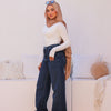 Wide Leg Denim Pants - Blue