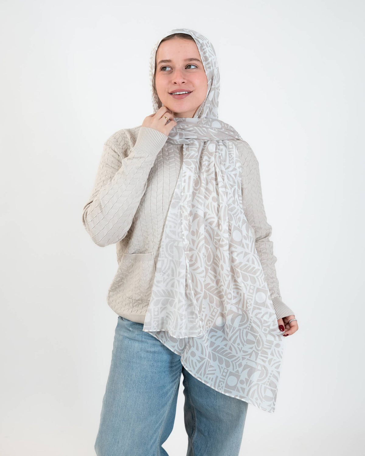 Chi Chi Slim Chiffon Scarf Soft Lightweight Designs | Tie Shop | Light Beige