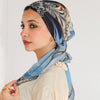 Square Printed Crepe Chiffon - Blue - Beige