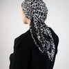 Square Printed Crepe Chiffon - Black - White-