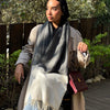 Elegant Shawl - Dark Grey - Off White