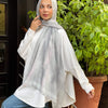 Printed Fluffy Scarf - Light Gray - White