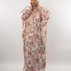 Printed Satin Isdal - Orange & Light Beige