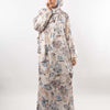 Printed Satin Isdal - Light Beige & Baby Blue