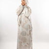 Printed Satin Isdal - Light Beige & Light Turquoise