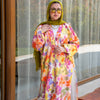 Printed Satin Kimono - Yellow - Orange - Off White