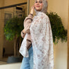 Printed Fluffy Scarf - Beige - Light Brown