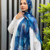 Printed Fluffy Scarf - Blue