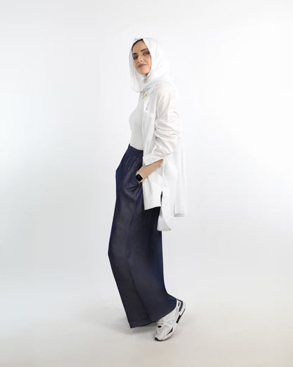 Flowy Denim Pants | Lightweight Relaxed Fit Style | Tie Shop | Navy Blue