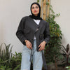 Crop Notched Jacket - Dark Grey