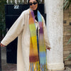 Warm Shawl - Yellow - Baby Blue - Dark purple