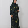 Printed Satin Isdal - Dark Green - Golden Yellow