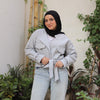 Crop Notched Jacket - Light Grey