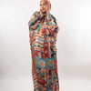 Printed Satin Isdal - Orange & Turquoise