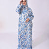 Printed Satin Isdal - Baby Blue - White