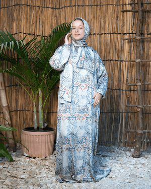 Tie Shop | Printed Satin Isdal | Ramadan Modest Wear 