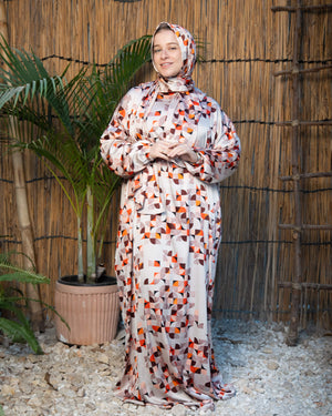 Tie Shop | Printed Satin Isdal | Ramadan Modest Wear 