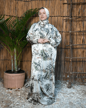 Tie Shop | Printed Satin Isdal | Ramadan Modest Wear 