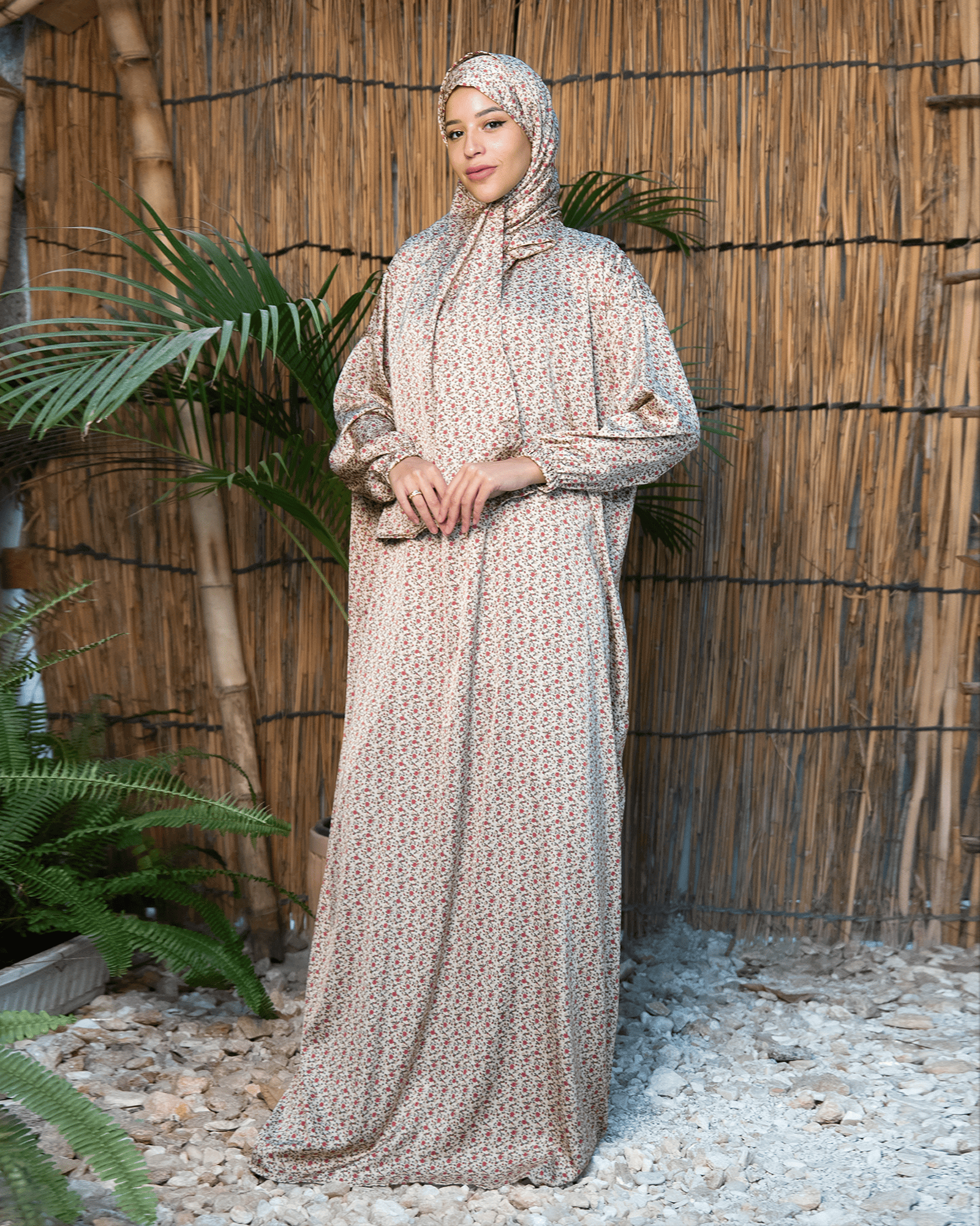 Tie Shop | Printed Satin Isdal | Ramadan Modest Wear 