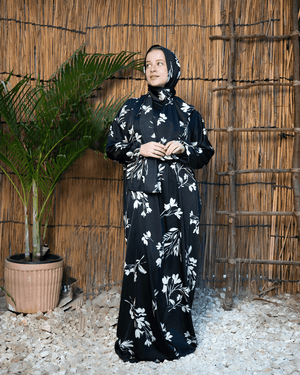 Tie Shop | Printed Satin Isdal | Ramadan Modest Wear 