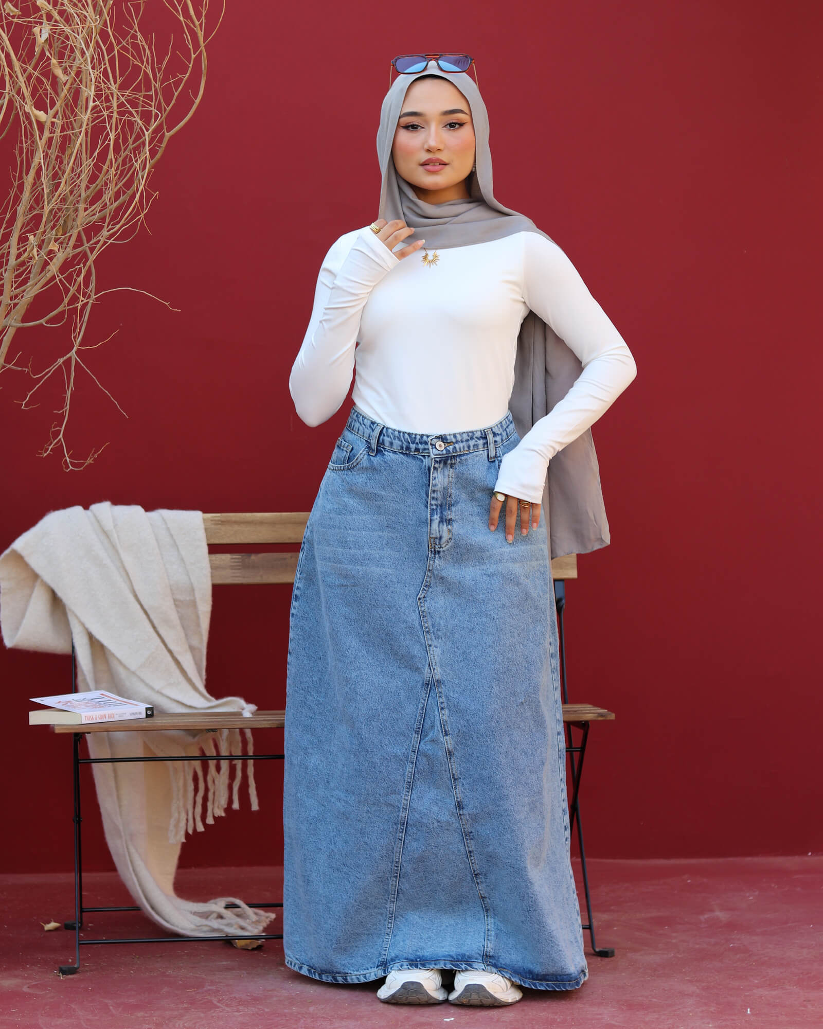 Denim Flare Skirt Outfit Jean Skirt Long Sale Knee Length Denim