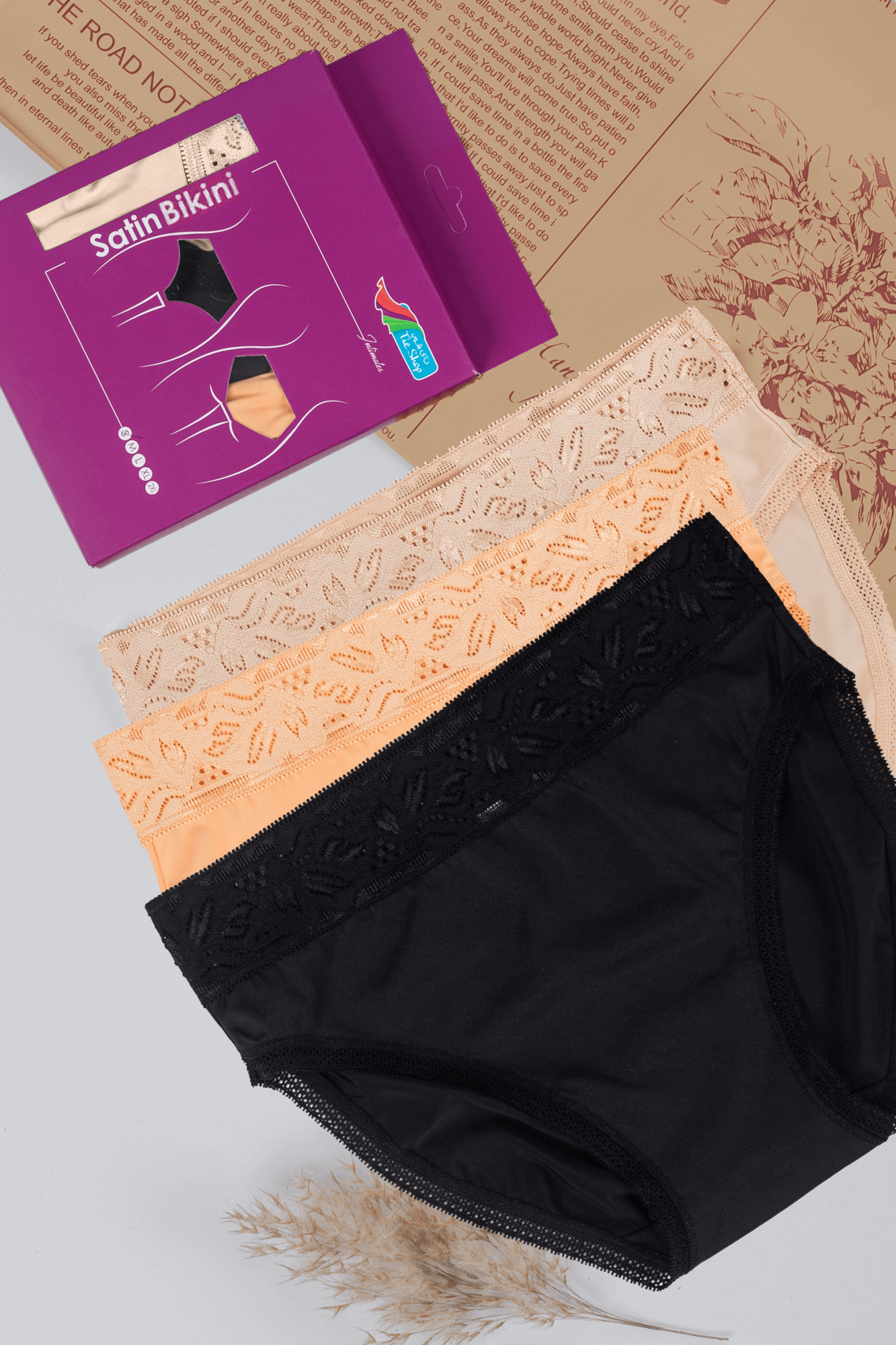 Tie Shop | Satin Bikini Panties | women underwear | Pack of 3