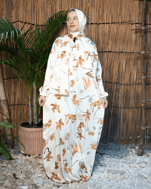 Tie Shop | Printed Satin Isdal | Ramadan Modest Wear 