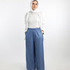 Flowy Denim Pants - Navy Blue