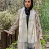 Elegant Shawl - Off White - Light Green