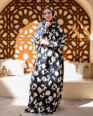 Tie Shop | Printed Satin Isdal | Ramadan Modest Wear 