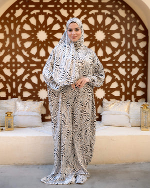 Tie Shop | Printed Satin Isdal | Ramadan Modest Wear 