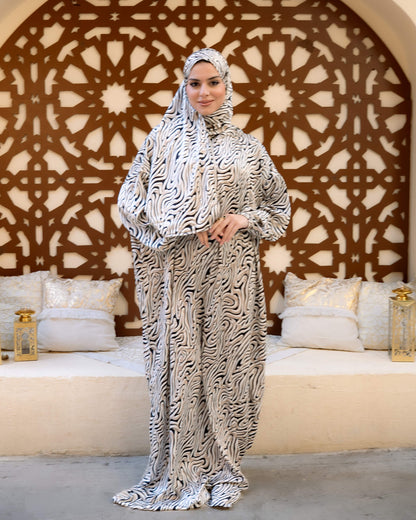 Tie Shop | Printed Satin Isdal | Ramadan Modest Wear 