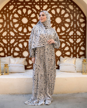 Tie Shop | Printed Satin Isdal | Ramadan Modest Wear 