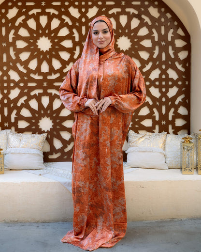 Tie Shop | Printed Satin Isdal | Ramadan Modest Wear 