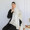 Printed Satin Scarf - Off-White - Beige