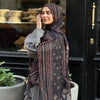 Printed Fluffy Scarf - Black - Red - Beige
