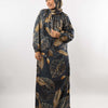 Printed Satin Isdal - Dark Gray & Gold