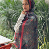 Printed Fluffy Scarf - Black - Red - Green