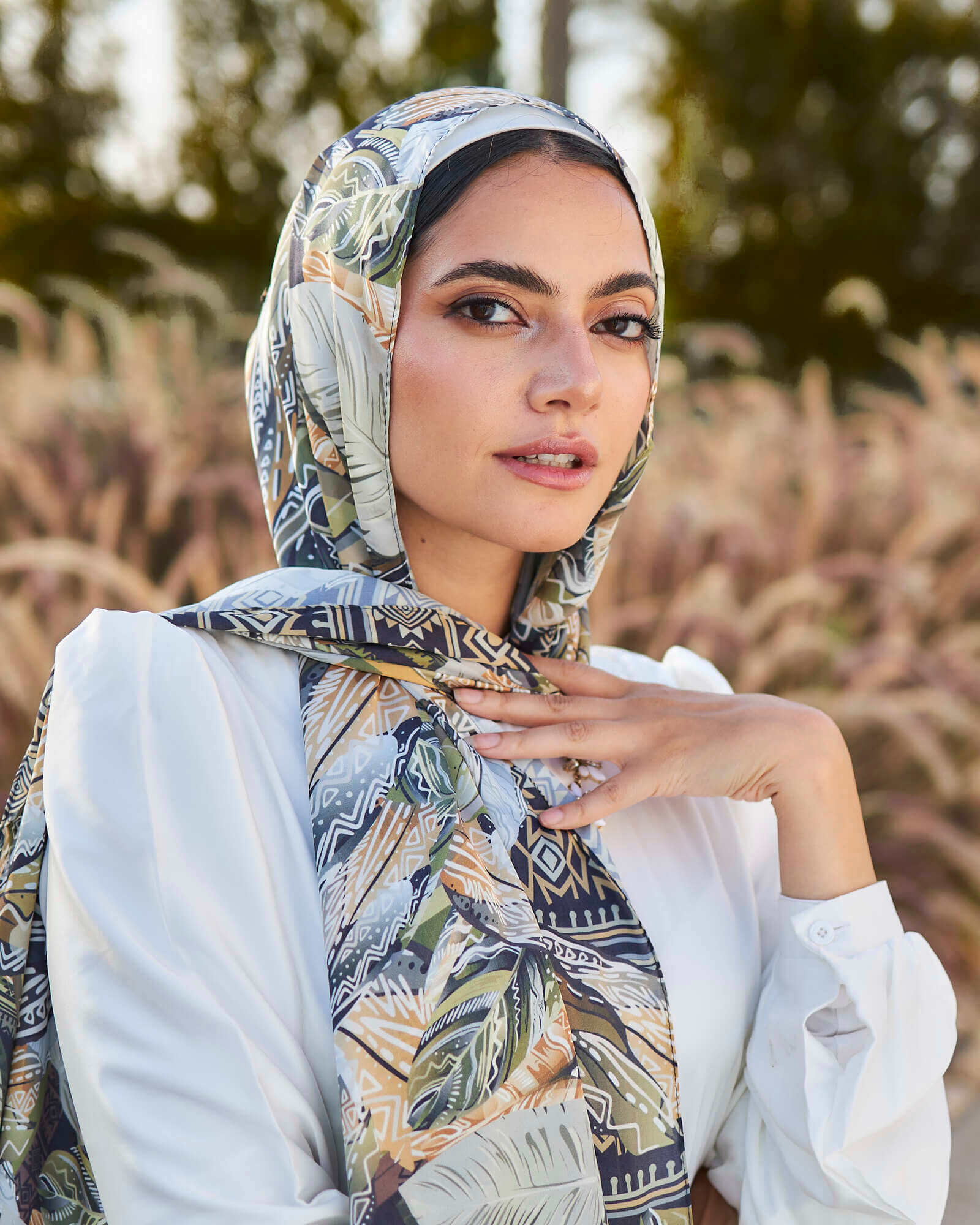 Printed Satin Scarf	طرحة ستان - ايشارب ستان